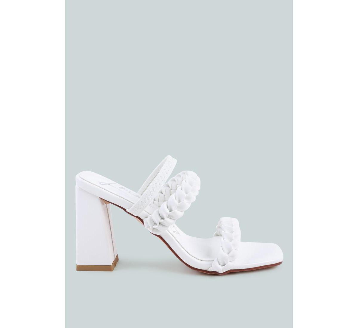 London Rag Woven Strap Block Heel Womens Sandals White Product Image