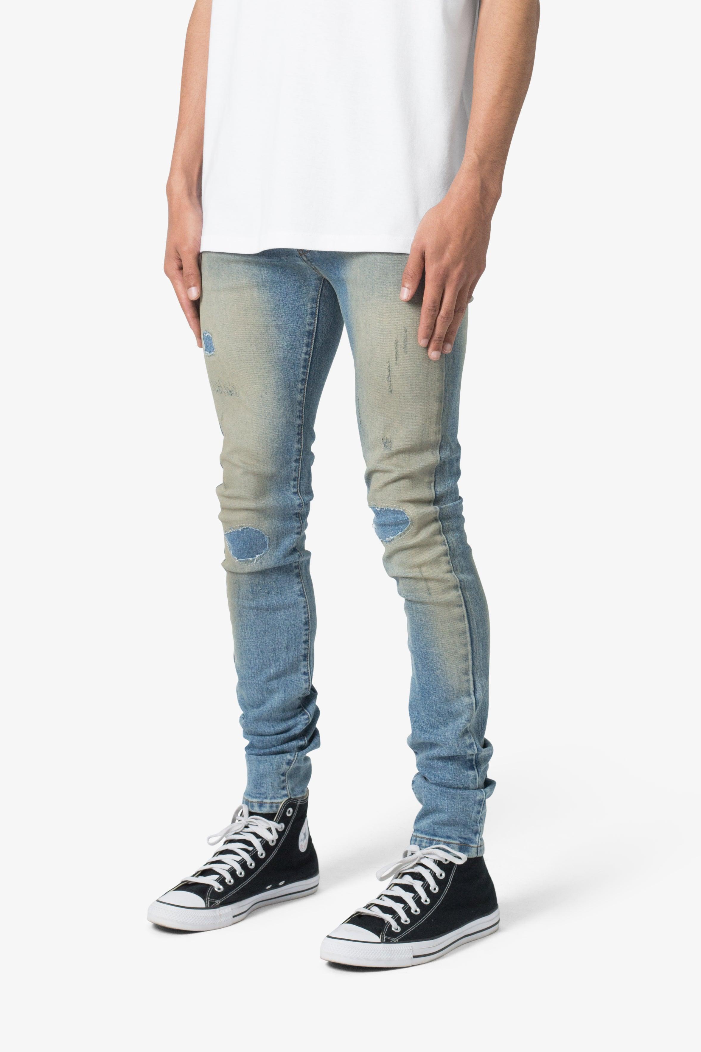 X651 Distressed Circle Knee Denim - Blue Product Image