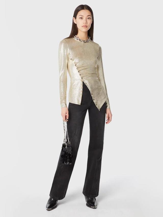 Gold drapé pression top in lurex Product Image