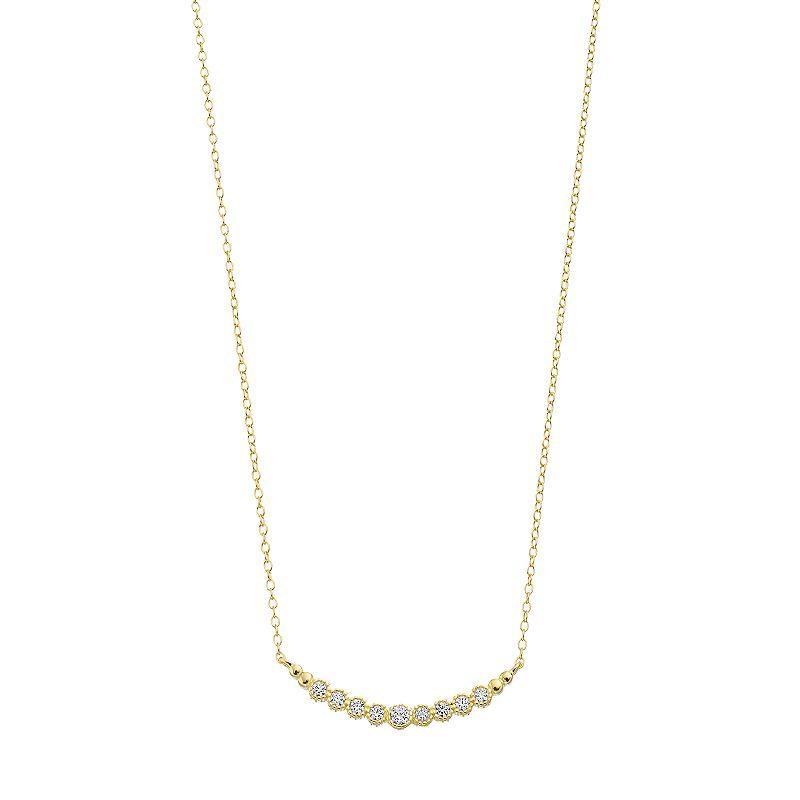 14k Gold Over Silver Cubic Zirconia Necklace, Womens Gold Tone Product Image