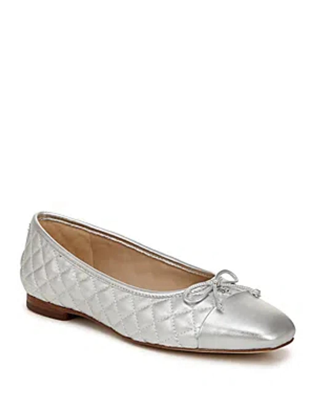 SAM EDELMAN Women's Marilyn Cap-toe Ballet Flats In Soft Silver Product Image