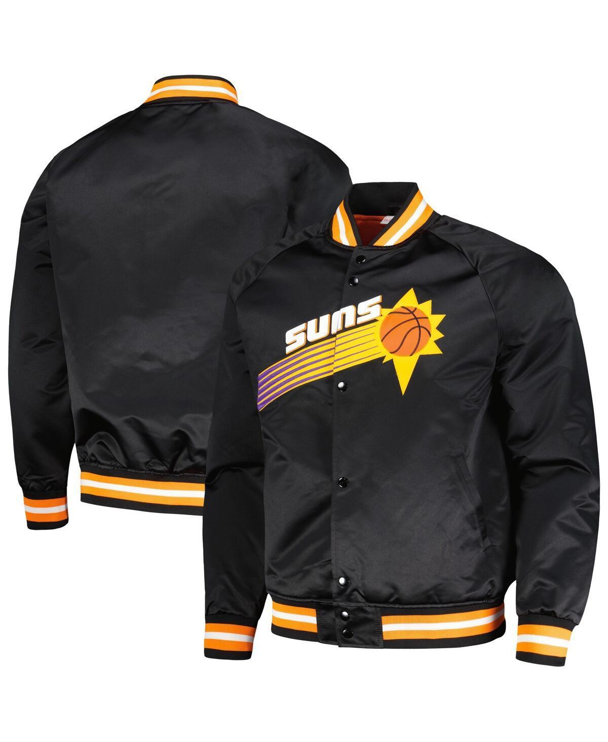 Mens Mitchell & Ness Black Phoenix Suns Hardwood Classics Throwback Wordmark Raglan Full-Snap Jacket Product Image