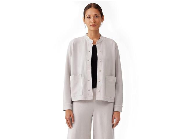 Eileen Fisher Mandarin Collar Jacket (Chalk) Women's Coat Product Image