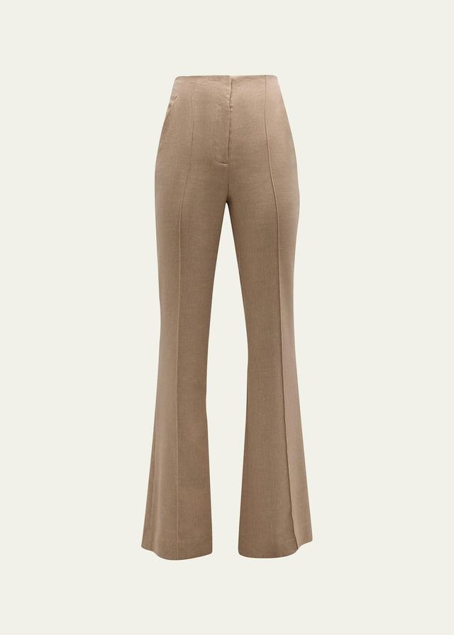 Veronica Beard Komi Flare Leg Linen Blend Pants Product Image