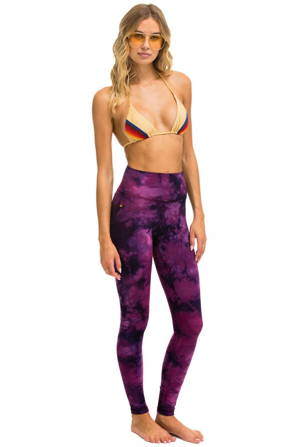 HAND DYED FULL LENGTH HI-RISE LEGGINGS - TIE DYE CRYSTAL ROSE Female Product Image