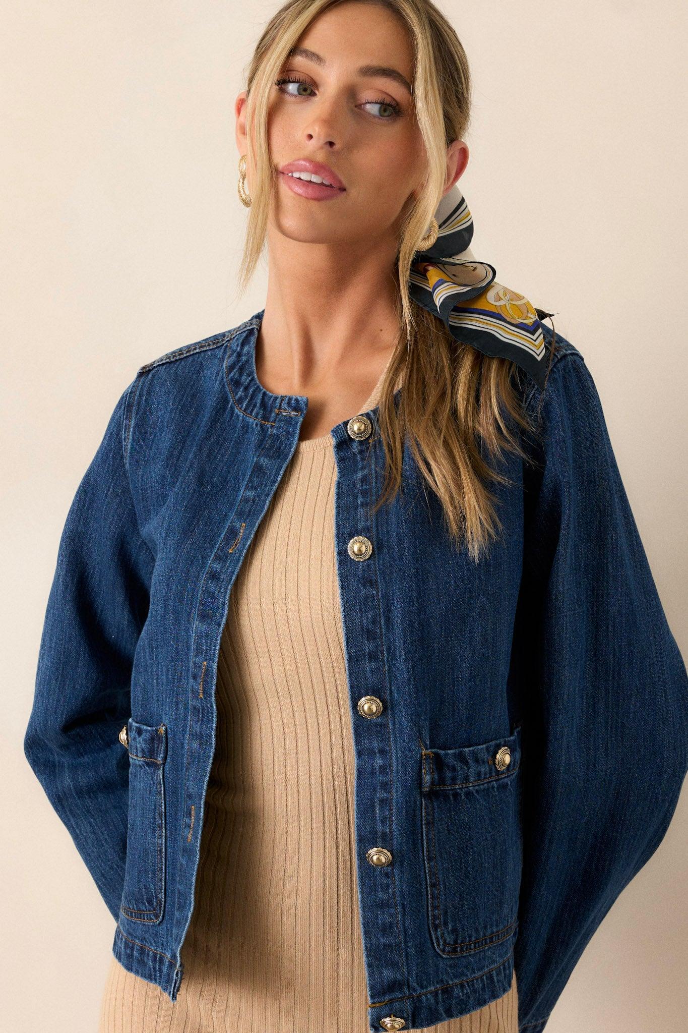 Leave It To Me Dark Wash Denim Jacket Product Image