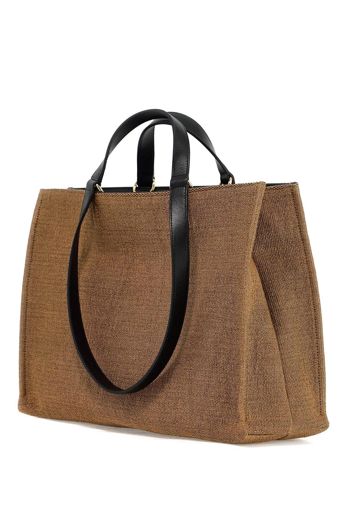 Logo Printed Tote Handbag In Tan For Women In Beige Product Image