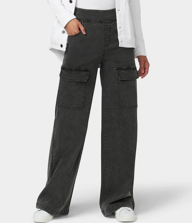 HUE Wide Leg Denim Cargo Pants Product Image