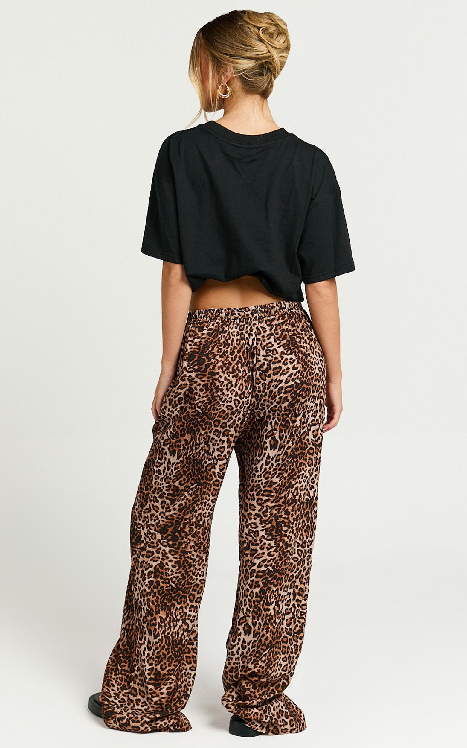 Lopez Pants - Elasticated Straight Leg Pants in Tonal Leopard Print Product Image