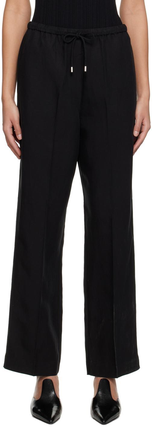 Press-creased Drawstring Trousers Black Product Image