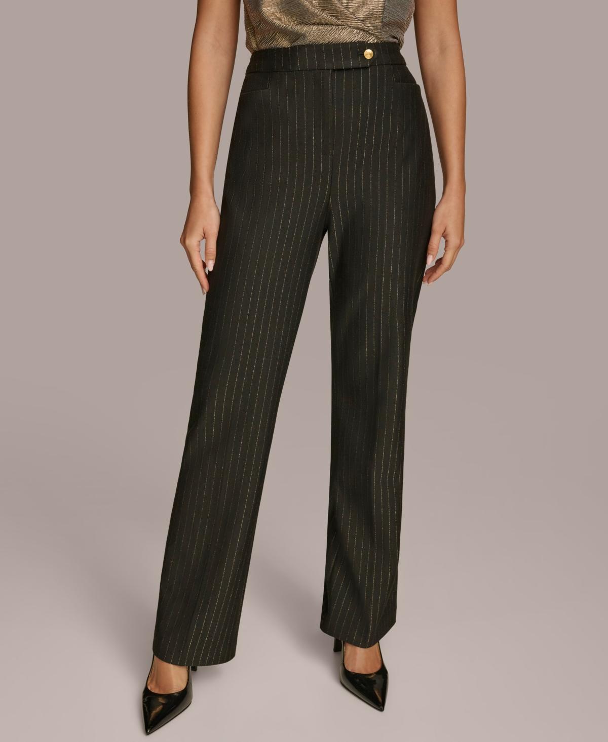 Donna Karan New York Womens Metallic Pinstripe Pants - Blk product image