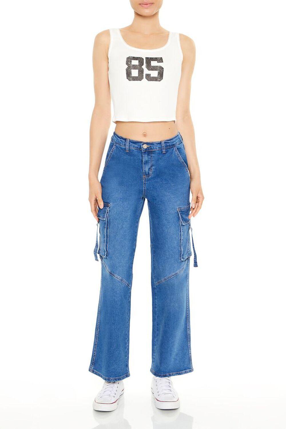 Wide-Leg Cargo Jeans | Forever 21 product image