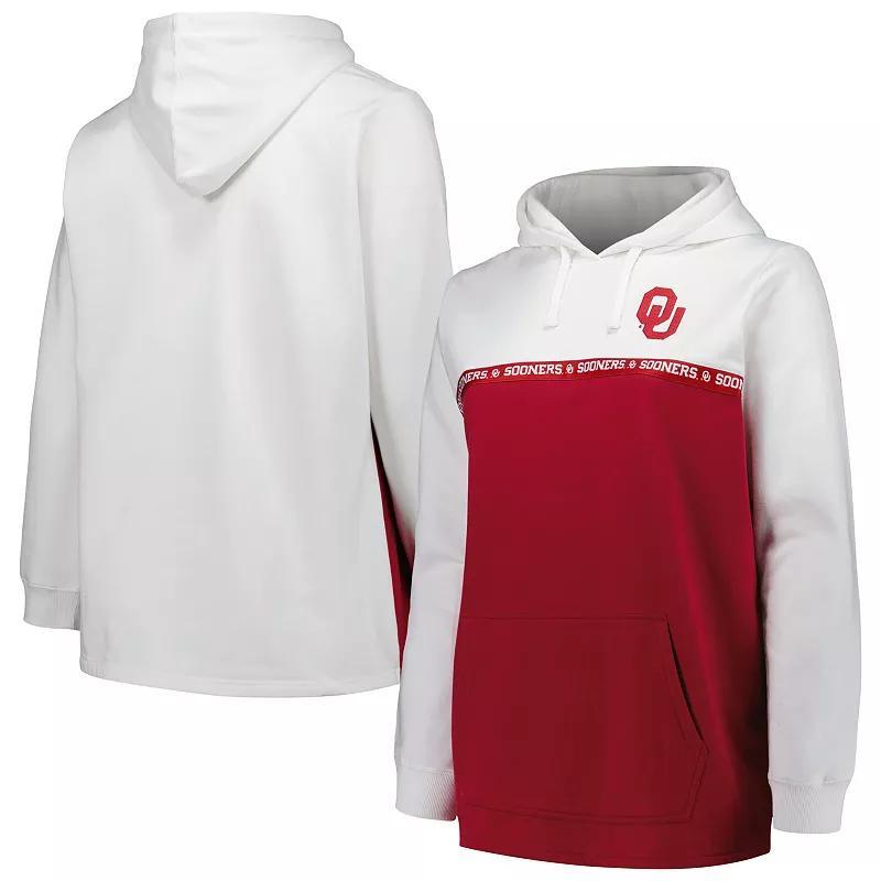 Womens Profile /Crimson Oklahoma Sooners Plus Size Taping Pullover Hoodie product image