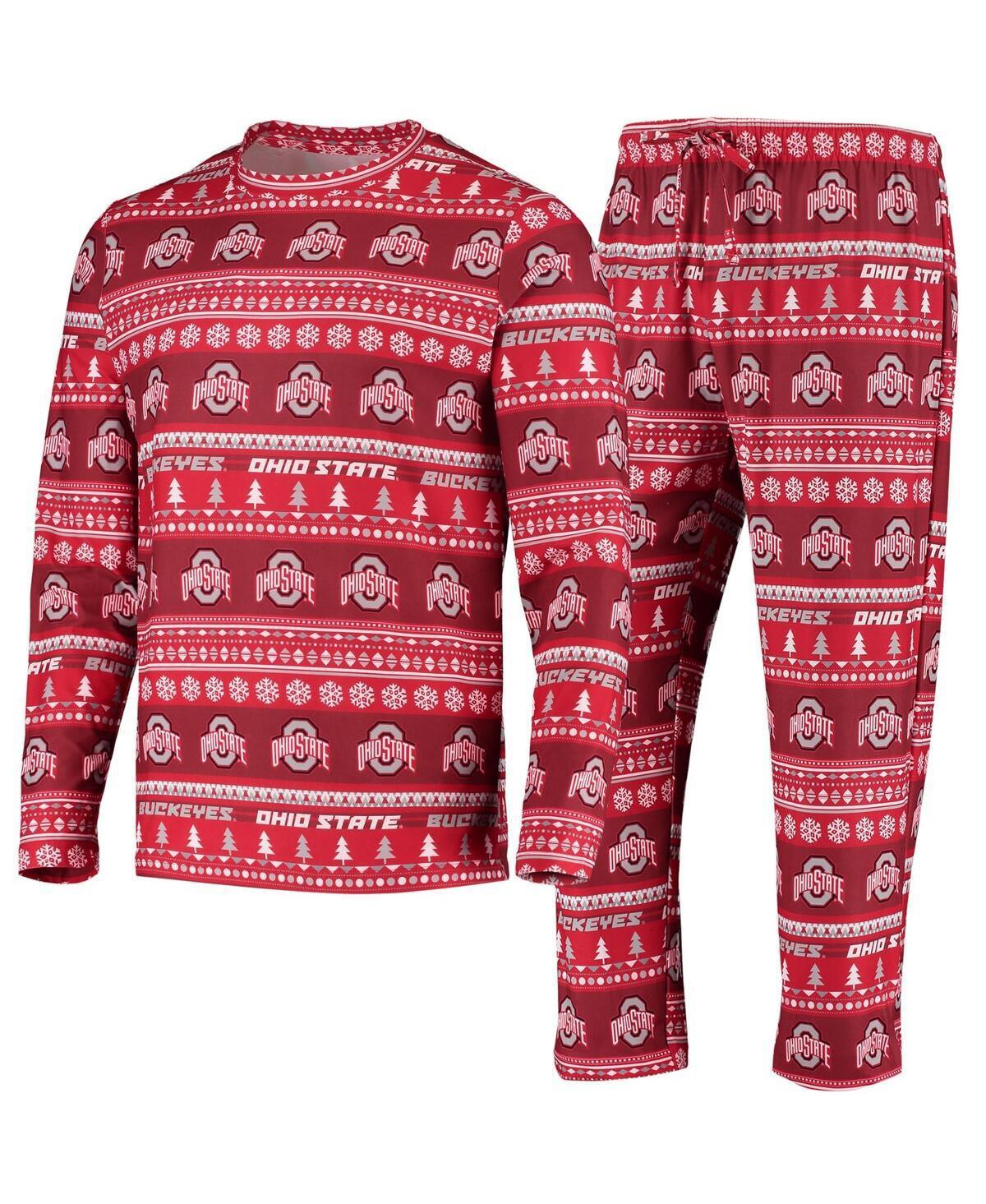 Mens Concepts Sport Scarlet Ohio State Buckeyes Ugly Sweater Knit Long Sleeve Top and Pant Set Product Image