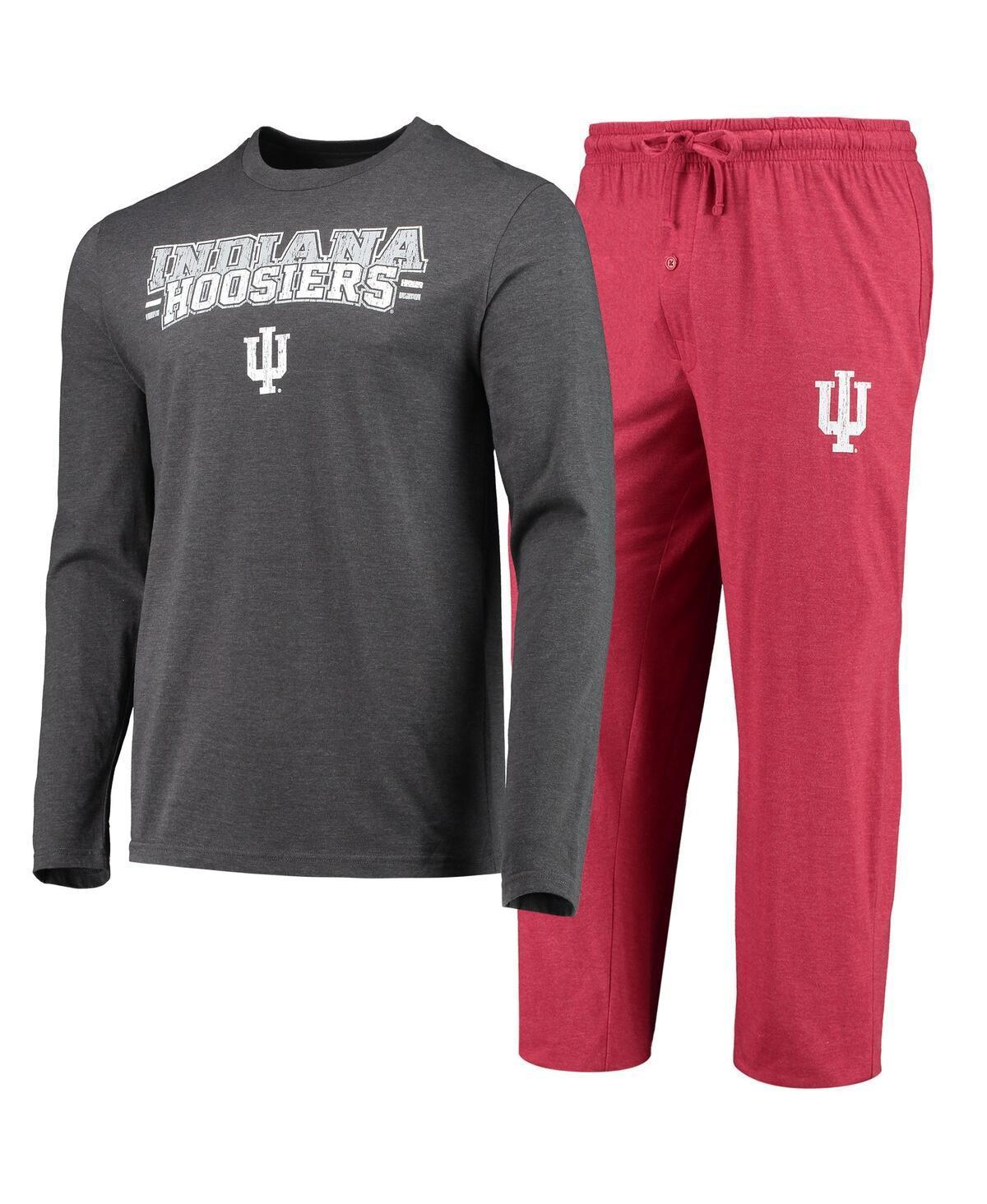 Mens Concepts Sport Crimson/Heathered Charcoal Indiana Hoosiers Meter Long Sleeve T-Shirt & Pants Sleep Set IND Red Product Image