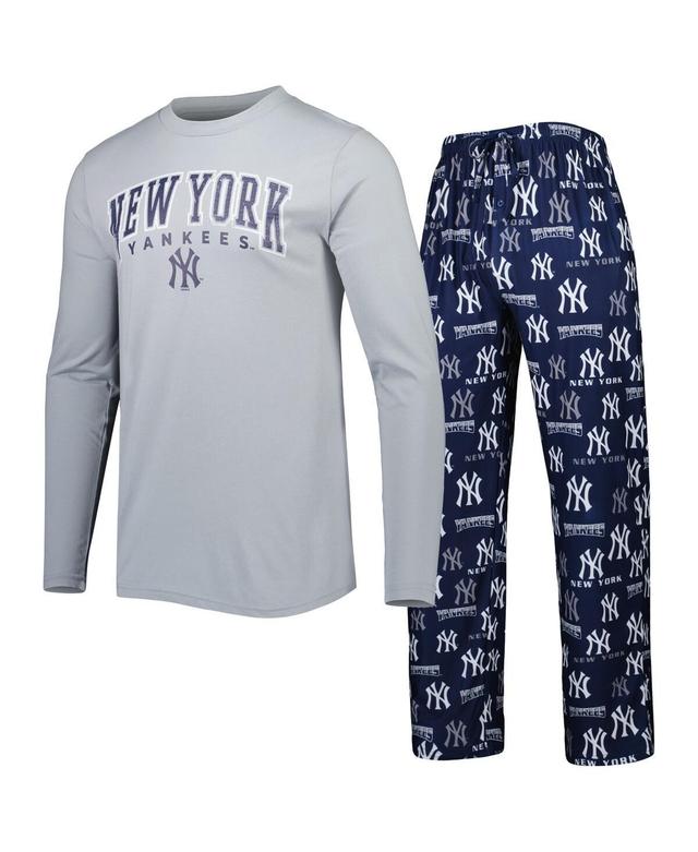 Mens Concepts Sport /Gray New York Yankees Breakthrough Long Sleeve T-Shirt & Pants Sleep Set Blue Product Image