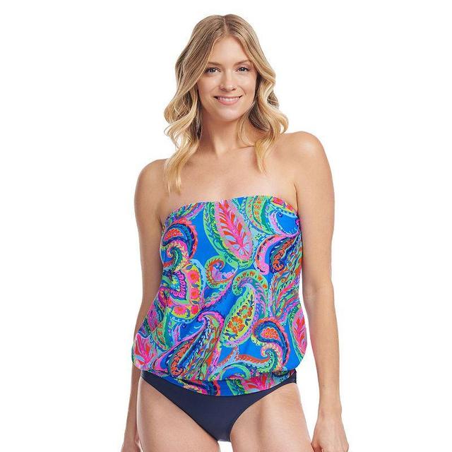 Womens Mazu Tropical Flora Draped Blouson Tankini Swim Top Product Image