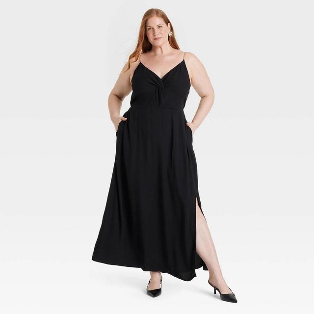 Womens Slit Maxi Dress - Ava & Viv Black 2X Product Image