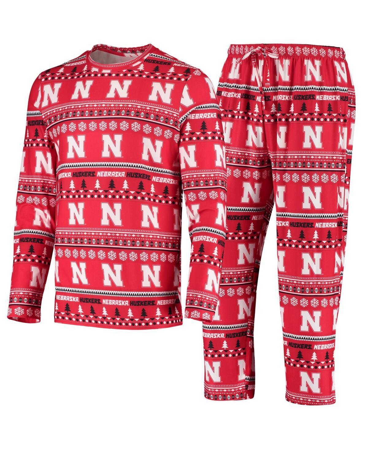 Mens Concepts Sport Scarlet Nebraska Huskers Ugly Sweater Knit Long Sleeve Top and Pant Set Product Image