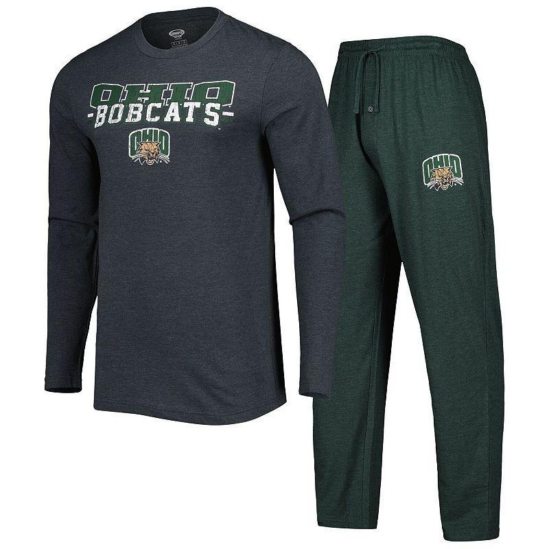 Mens Concepts Sport Green/Charcoal Ohio Bobcats Meter Long Sleeve T-Shirt & Pants Sleep Set OHU Green Product Image