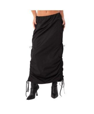 Womens Low Waist Nylon Maxi Skirt With Gathering On The Sides Product Image