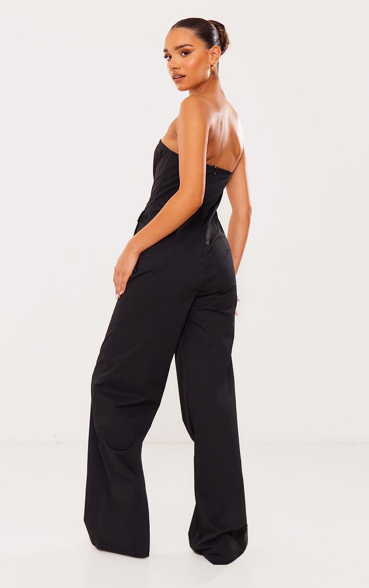 Black Woven Pocket Detail Bandeau Jumpsuit Product Image