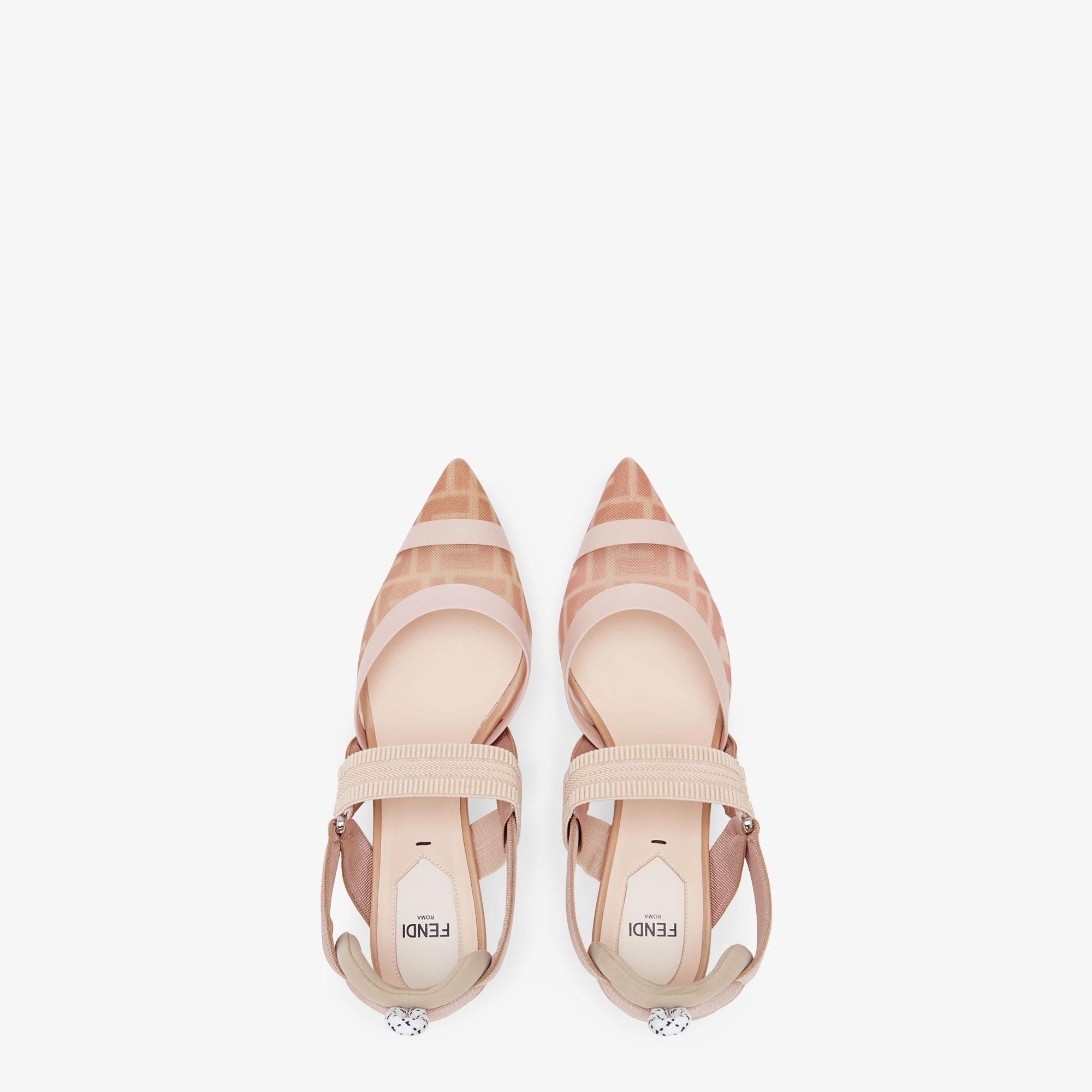 ColibrìNude leather and pink mesh slingbacks with medium heel Product Image