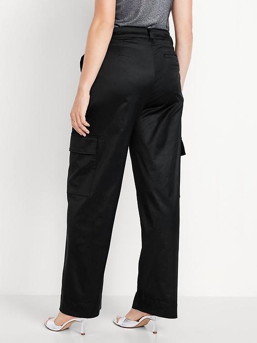 Extra-High Waisted Satin Cargo Barrel Wide-Leg Pants product image