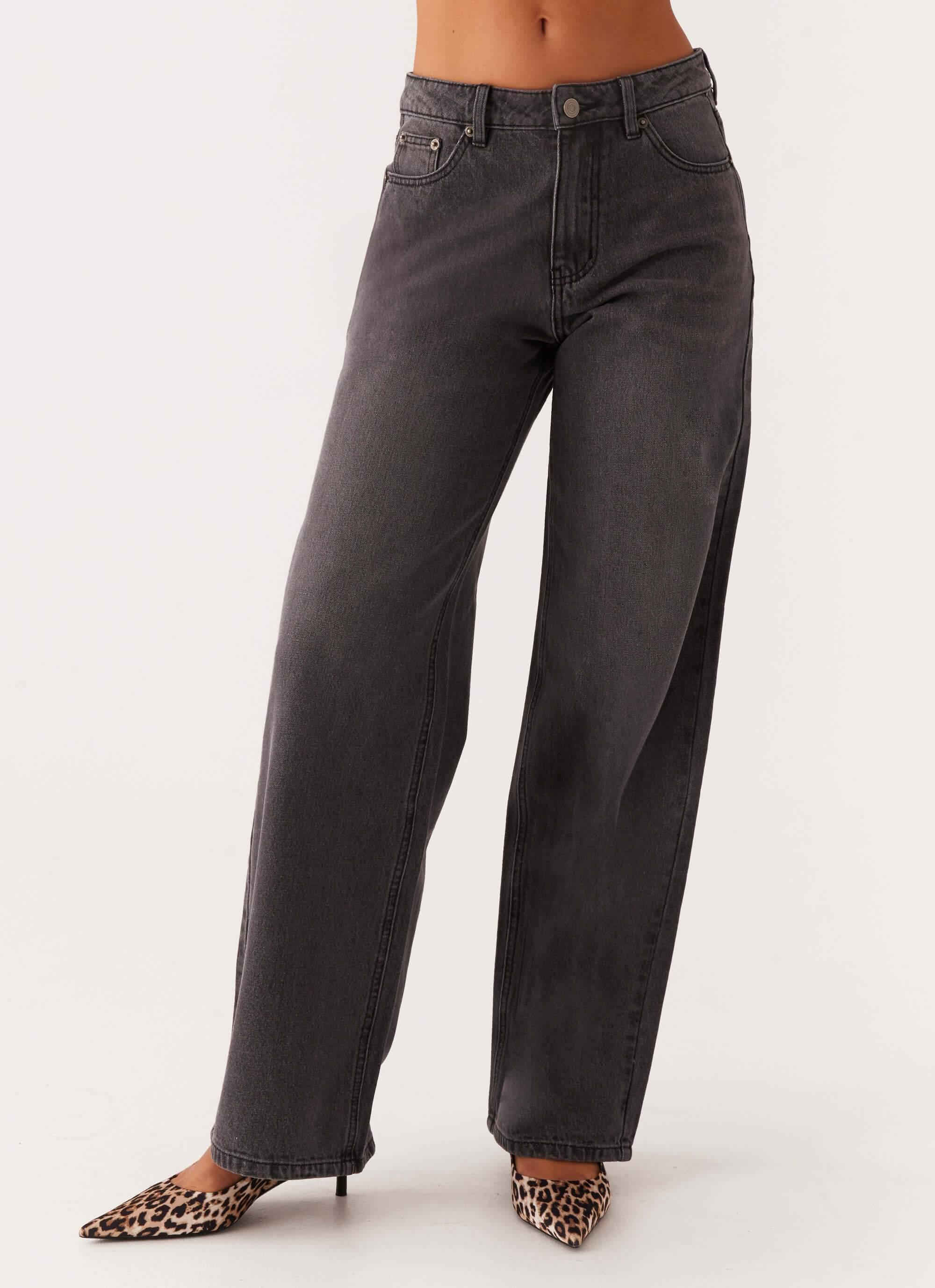 Keanna Low Rise Denim Jeans - Charcoal Product Image