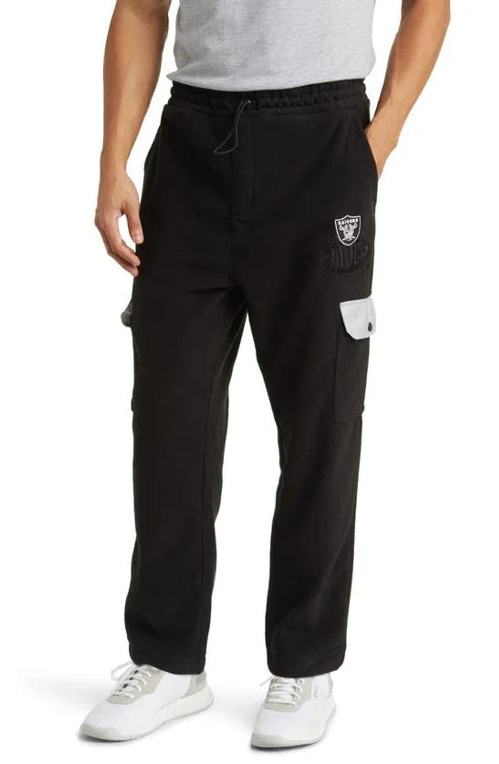 Boss X Nfl Fleece Tracksuit Bottoms With Collaborative Branding In Raiders Black Product Image