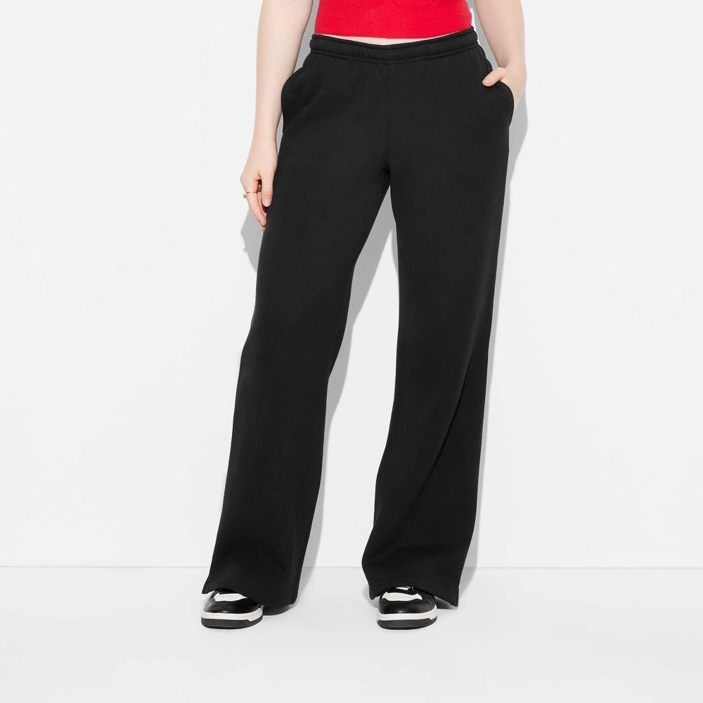 Women's High-Rise Wide Leg Sweatpants - Wild Fable™ Black S Product Image