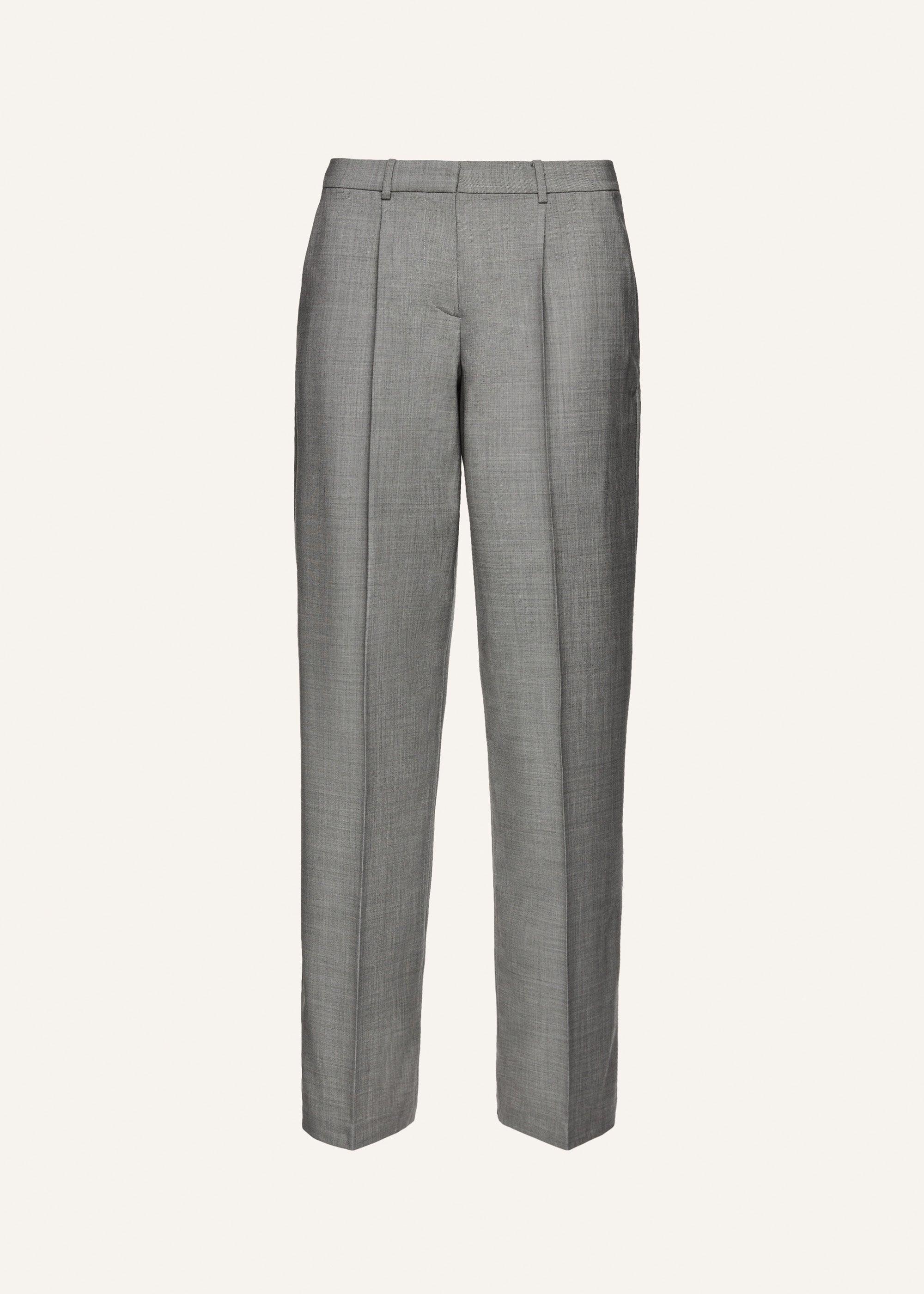 Wide leg tailored wool pants in grey Product Image