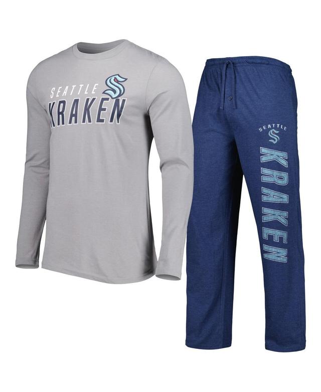 Mens Concepts Sport Deep Sea Blue Seattle Kraken Meter Long Sleeve T-shirt and Pants Sleep Set - Deep Sea Blue Product Image