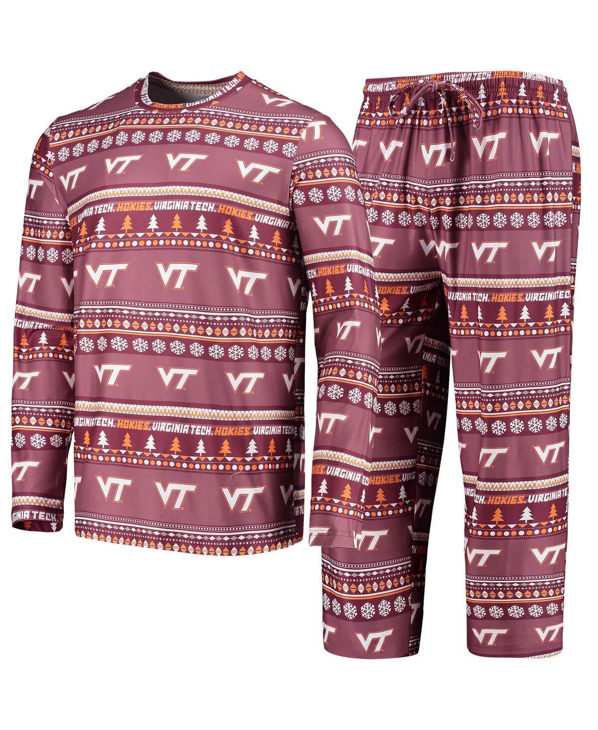 Mens Concepts Sport Maroon Virginia Tech Hokies Ugly Sweater Long Sleeve T-Shirt and Pants Sleep Set Product Image