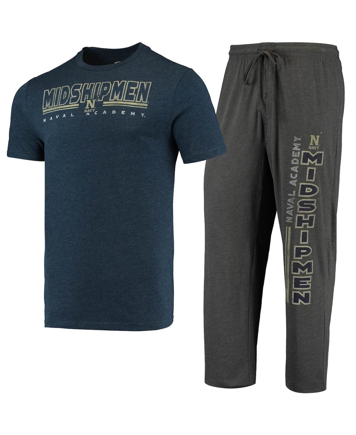 Mens Concepts Sport Heathered /Navy Navy Midshipmen Meter T-Shirt & Pants Sleep Set Grey Product Image