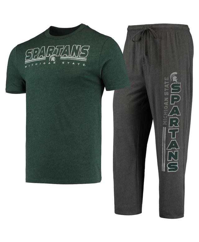 Mens Concepts Sport Heathered Charcoal/Green Michigan State Spartans Meter T-Shirt & Pants Sleep Set Product Image