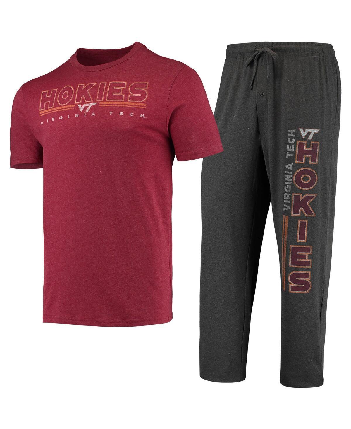 Mens Concepts Sport Heathered Charcoal/Maroon Virginia Tech Hokies Meter T-Shirt & Pants Sleep Set Product Image