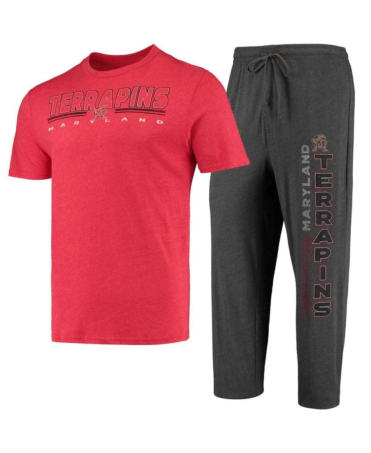 Mens Concepts Sport Heathered /Red Maryland Terrapins Meter T-Shirt & Pants Sleep Set Grey Product Image