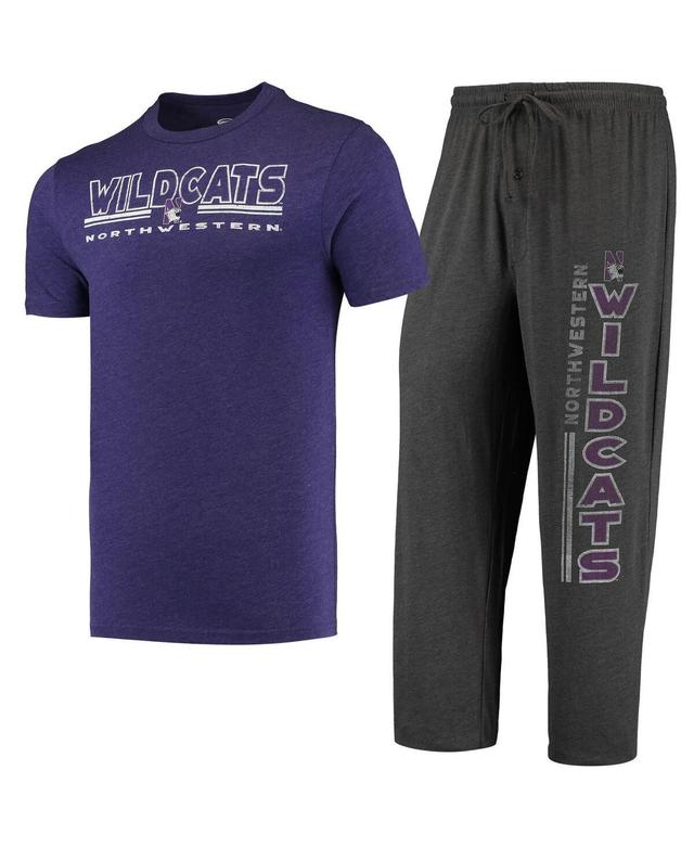 Mens Concepts Sport Heathered Charcoal Distressed Northwestern Wildcats Meter T-shirt and Pants Sleep Set - Heathered Charcoal Product Image