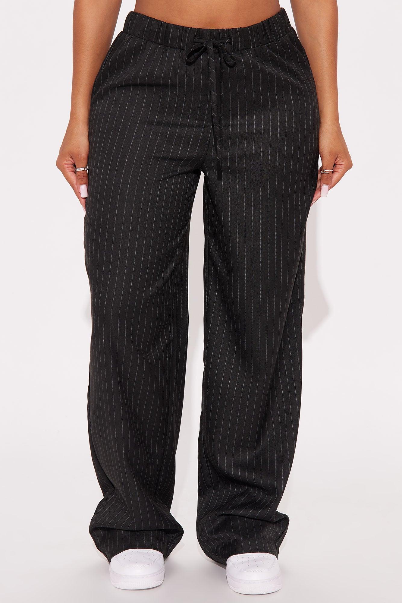 Office Mood Pinstripe Trouser - Black Product Image