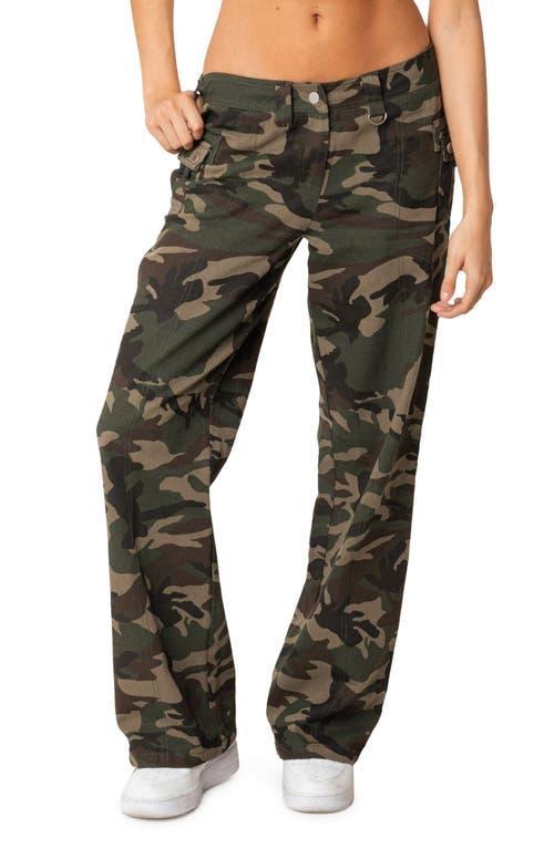 EDIKTED Aya Camo Print Low Rise Cargo Pants Product Image