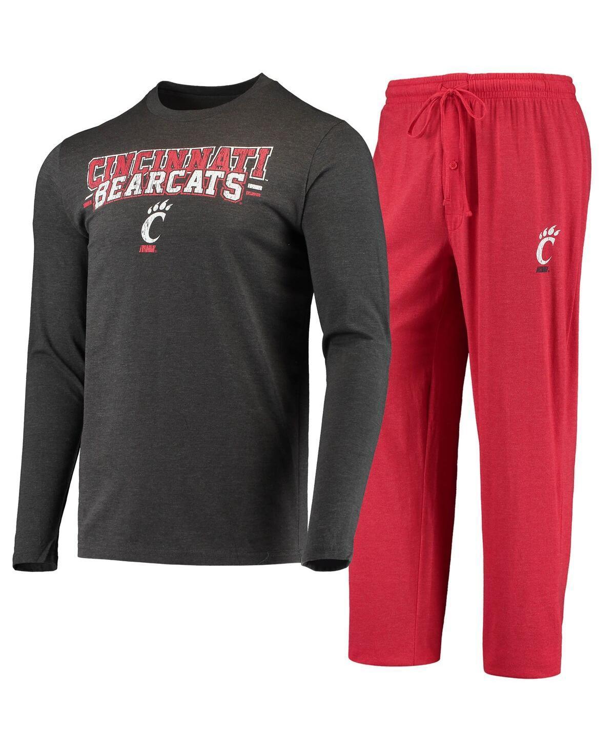 Mens Concepts Sport /Heathered Charcoal Cincinnati Bearcats Meter Long Sleeve T-Shirt & Pants Sleep Set Product Image