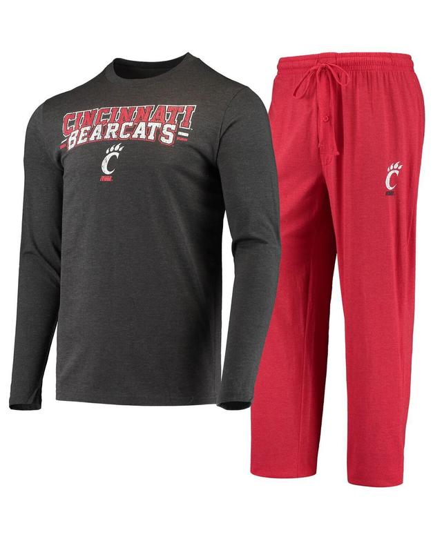 Mens Concepts Sport Red/Heathered Charcoal Cincinnati Bearcats Meter Long Sleeve T-Shirt & Pants Sleep Set Product Image