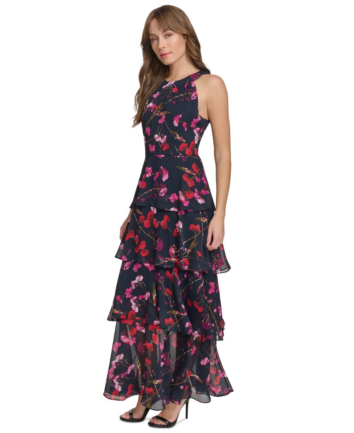 Tommy Hilfiger Womens Floral-Print Tiered Maxi Dress Product Image