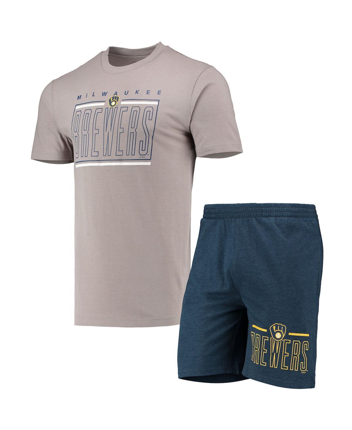 Men's Concepts Sport Navy/Gray Milwaukee Brewers Meter T-Shirt and Shorts Sleep Set Product Image