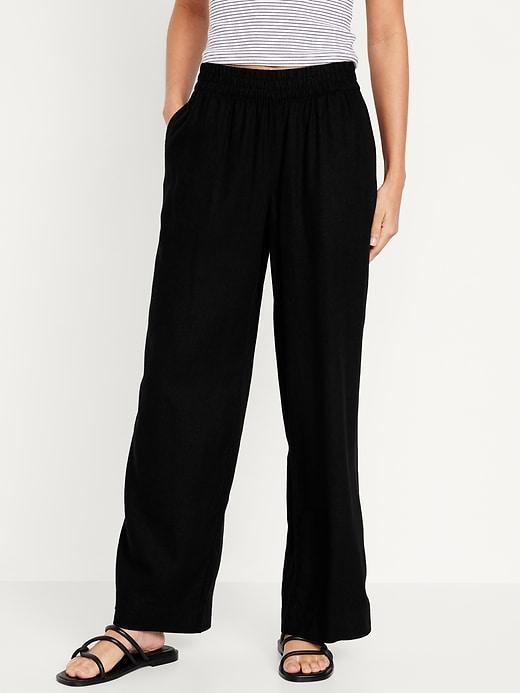 High-Waisted Linen-Blend Wide-Leg Pants product image