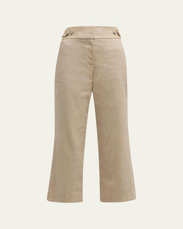 Veronica Beard Aubrie Flare Crop Linen Blend Pants Product Image