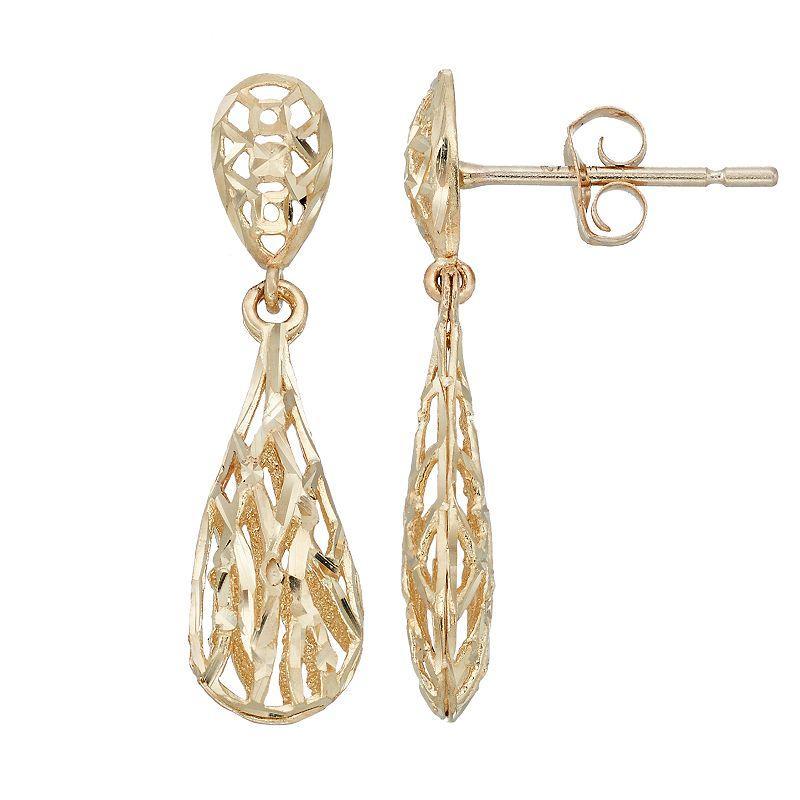 Forever 14K Openwork Teardrop Earrings, Womens, Gold Product Image