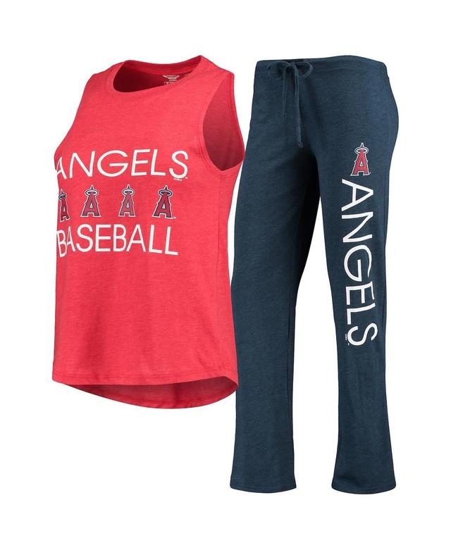 Womens Concepts Sport Navy/Red Los Angeles Angels Meter Muscle Tank Top & Pants Sleep Set Product Image