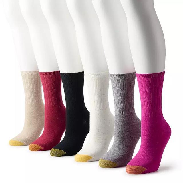 Womens GOLDTOE 6-Pack Ribbed Crew Socks Product Image